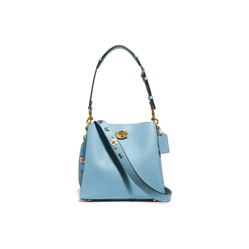 COACH Willow Кожа Портативная Сумка через плечо Сумка на плечо Женская Ледяной Синий