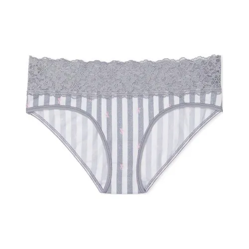 Victoria's Secret Кружево Обхват талии Хлопок Hiphugger Panty Stripe Нижнее белье Женские 1 шт Серые полосы