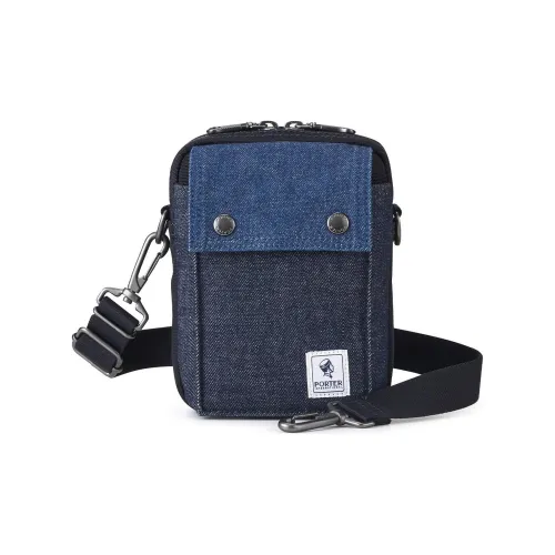 PORTER Нейлон и Хлопок Одно Плечо Через Плечо Бананка Унисекс Синий