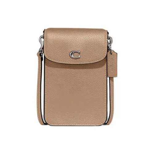 COACH Чехол для телефона из коровьей кожи сумка через плечо мини женский цвет тауп