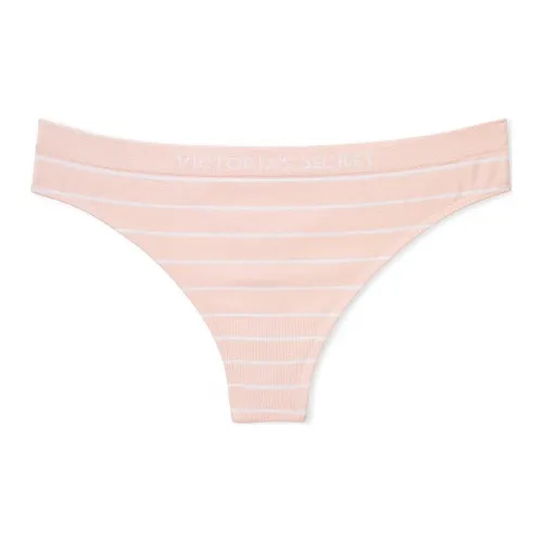 Victoria's Secret Розовый Бесшовный Стринг Panty Purest Pink Полосы Нижнее белье Женское 1 Пачка Розовый