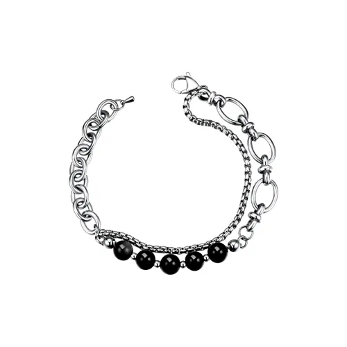 BYG Серебряный SHEEN Обсидиан Стекло Кошачий глаз Титановая сталь Браслеты Унисекс