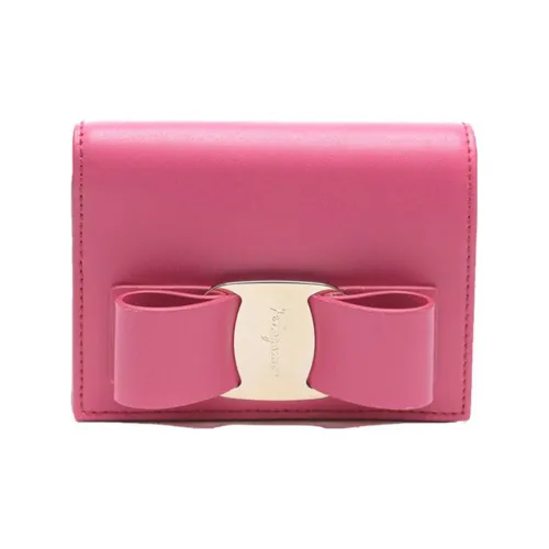 FERRAGAMO Vara Hammered Текстура Телячья кожа Монета Кошелек Кошелек Женские Розовый