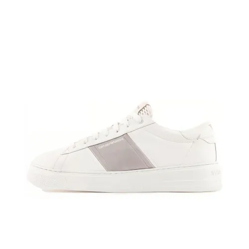 EMPORIO ARMANI Низкие кроссовки для скейтбординга Мужские Белые Серые