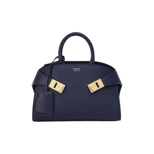 FERRAGAMO Телячья кожа Сумка-тоут Сумка для покупок Сумка через плечо Сумка мини Женская Полночный синий