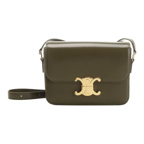 CELINE Triomphe Коровья кожа Сумка через плечо Женская Зеленая