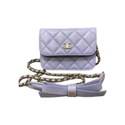 CHANEL 21K Winter Овчина Сумка через плечо Монетница Женская Фиолетовая