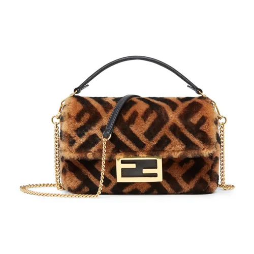 FENDI Baguette Sheepskin Baguette Сумка через плечо Сумка через плечо Мини Женская Коричневая