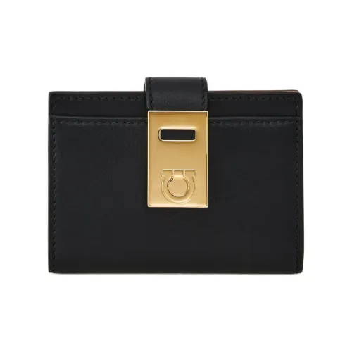 FERRAGAMO Телячья кожа Держатель для карт Женские Черный и Нейлон Розовый