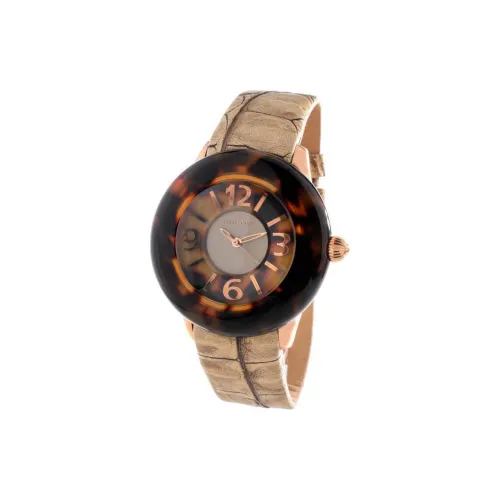 Folli Follie Women's Watch Кварцевый механизм Кожаный ремешок 45 мм Коричневый циферблат