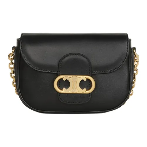 CELINE MaillonTriomphe Блестящий Телячья кожа Сумка через плечо Сумка на плечо Женская Черная