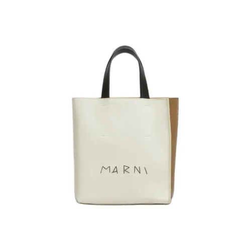 MARNI Museo Телячья кожа Тоут Сумка Сумка для покупок Сумка на плечо Сумка Мини Женская Айвори Коричневая