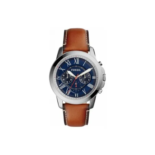 FOSSIL Award Collection Кварцевые Мужские Наручные Часы Кожаный Ремешок 44 мм Синий Циферблат