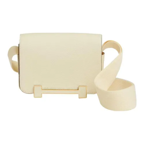HERMES Geta Козья кожа Деревянные Сандалии Сумка Сумка через плечо Сумка на плечо Курьерская сумка Женская Кремово-белая