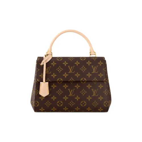 LOUIS VUITTON Cluny Покрытый холст с кожаными вставками сумка через плечо сумка среднего размера женская коричневый