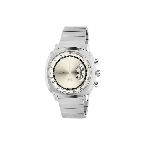 GUCCI Grip Collection Мужские часы Кварцевый механизм Ремешок из нержавеющей стали Белый циферблат