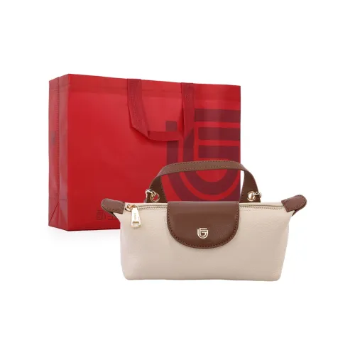 Dubaolu Сумка через плечо из крупнозернистой текстуры коровьей кожи Мини Женская Экрю Черная