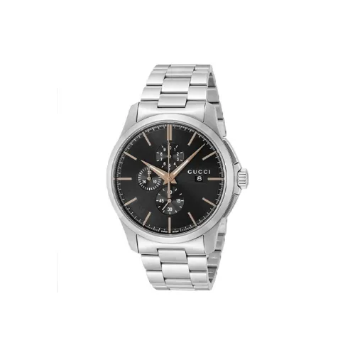 GUCCI Мужские часы Кварцевый механизм Ремешок из нержавеющей стали Черный циферблат