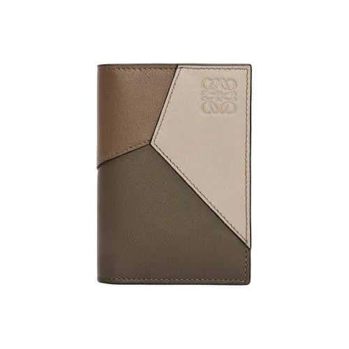 LOEWE Пазл Классический Коровья кожа Держатель для карт Мужской Зимний Коричневый Темный Песочный