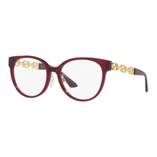VERSACE Металлические Ацетатные Оправы для Очков Овальные Женские Красные