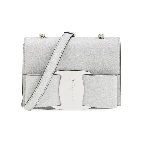 FERRAGAMO Vara Искусственная кожа Ручная сумка Сумка через плечо Мини Женская серебряная