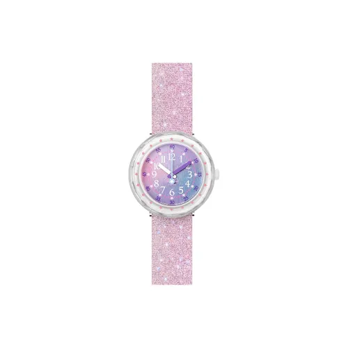 Swatch Quartz Механизм Детские часы Розовый циферблат Часы Пластиковый корпус Часы Силиконовый ремешок