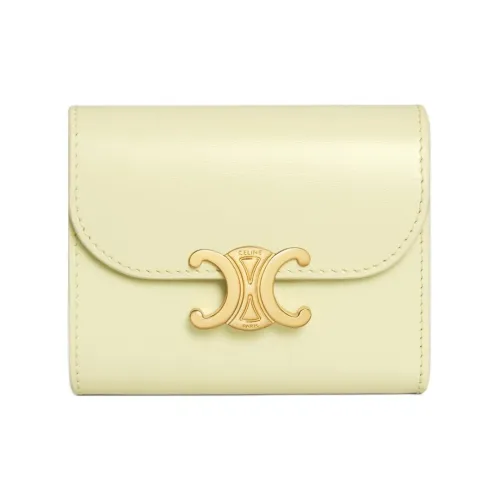 CELINE Triomphe Телячья кожа Кошелек Маленький Женский Светло-желтый