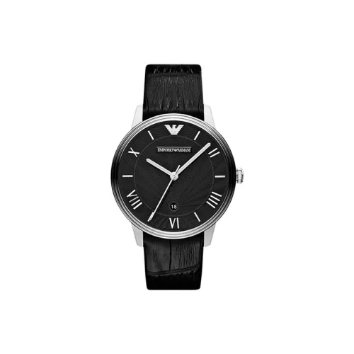 EMPORIO ARMANI Часы Кварцевый механизм Кожаный ремешок 41 мм Черный циферблат Мужские AR1611