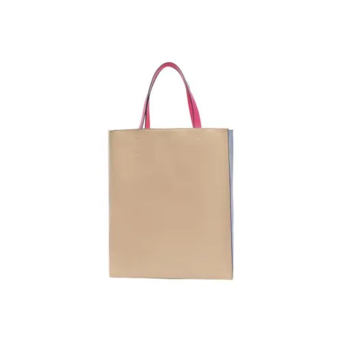 MARNI Museo Soft Телячья кожа Одно плечо Сумка Большая Женская Бежевая и Синяя