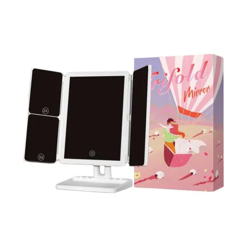 FASCINATE Двухстворчатый Зеркало для макияжа с LED настольным светом складной столный гребень с увеличительным зеркальцем