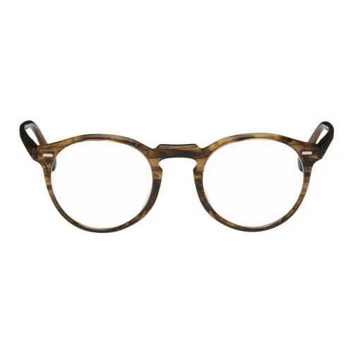 Oliver Peoples Ацетат Овальные Оправы для Очков Мужские Коричневые