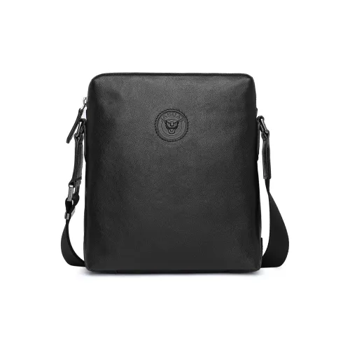 JAGUAR Натуральная кожа Сумка через плечо из крупнозернистой текстуры коровьей кожи Мужская Черная