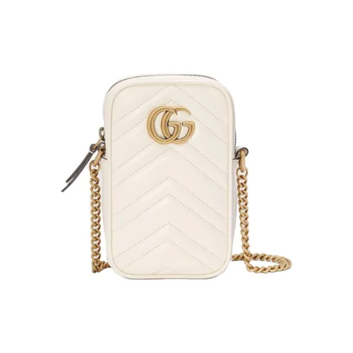 GUCCI GG Marmont Чехол для телефона из кожи Сумка через плечо Мини Женская Белая