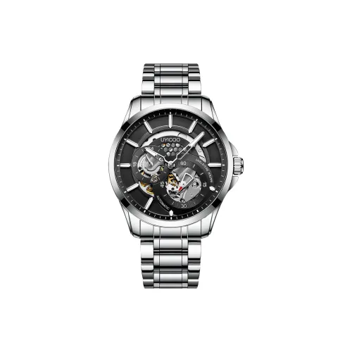 UYICOO Автоматический Механический Механизм Мужские Часы 42 мм Черный