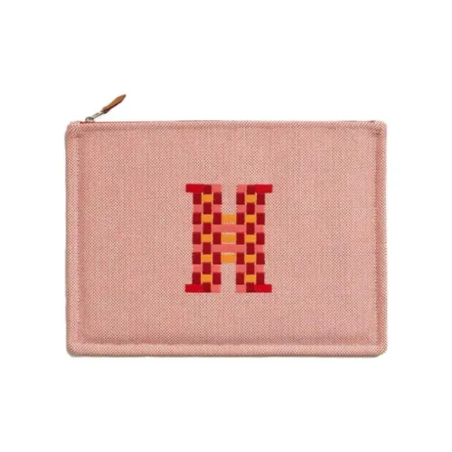 HERMES Холст Клатч Сумка Холст Хранение Сумка Унисекс Красный
