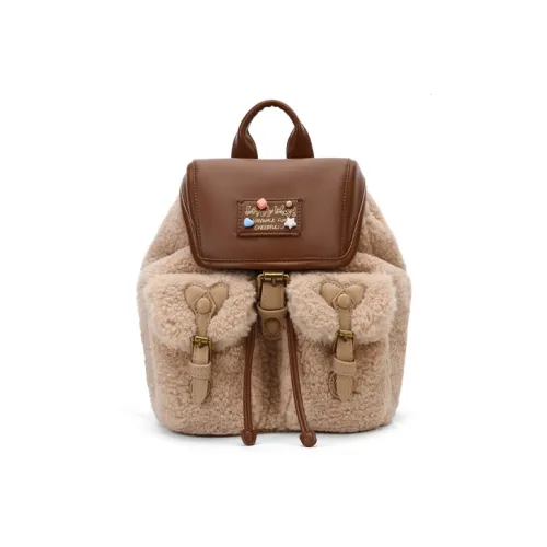 VANWALK Плюшевый Полиэстер Рюкзак Стандартный Женский Кремовый Молочный Белый Фундуковый Какао Коричневый