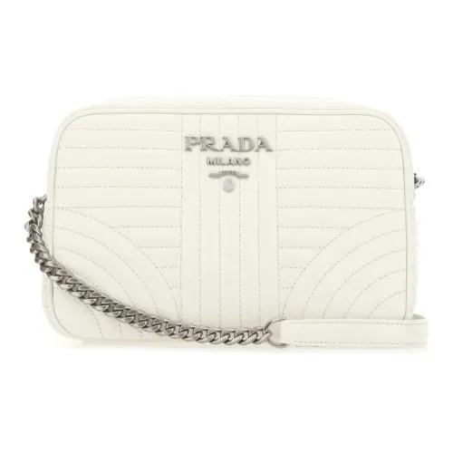 PRADA Diagramme Телячья кожа Сумка через плечо Сумка на плечо Унисекс Айвори Белый