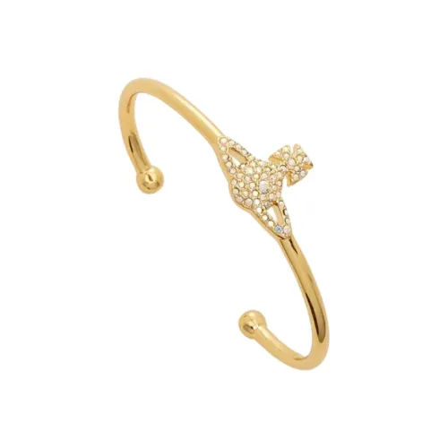 Vivienne Westwood Латунь Полностью украшенный стразами Saturn Дизайн Браслет Женские Золото