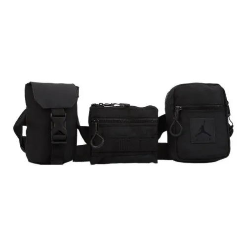 Джордан Нейлон Одно Плечо Через Плечо Бананка Стандартный Унисекс Глубокий Черный