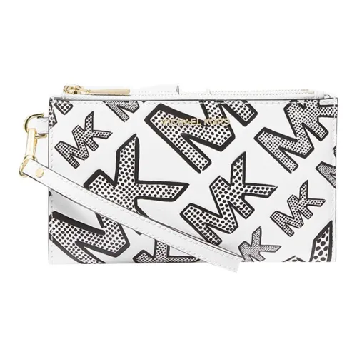 MICHAEL KORS Коровья кожа Кошелек для монет клатч маленький женский черный белый