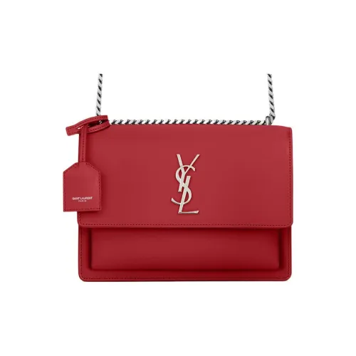 SAINT LAURENT Sunset Smooth Leather Sunset Bag Crossbody Bag Medium Women's Red