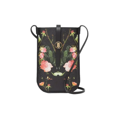 Burberry Холст и Кожа Комбинированный Чехол для телефона Сумка через плечо Женская Черная