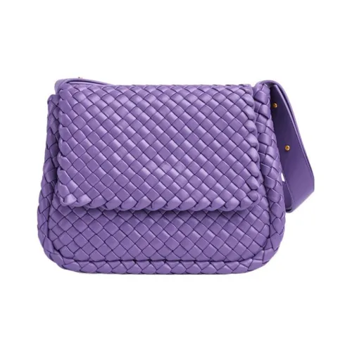 Bottega Veneta Intreccio Кожа Портативная Сумка через плечо Сумка на плечо Женская Фиолетовая