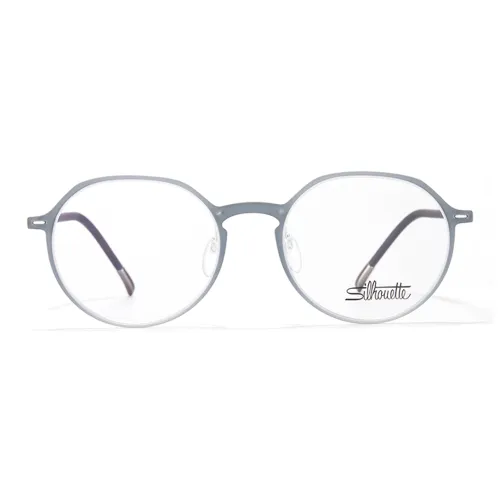 SILHOUETTE Вытяжной Титан Круглые Оправы для очков Унисекс Синий Серый