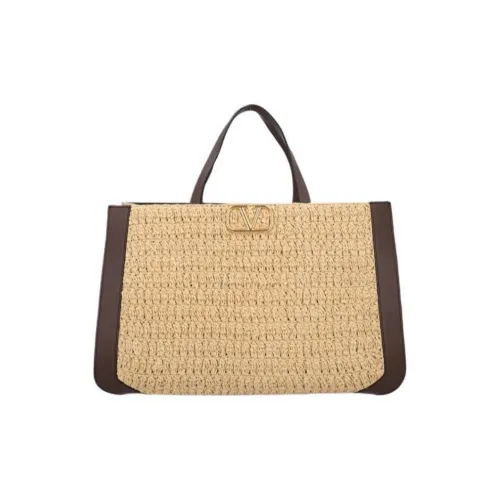 Valentino Garavani Raffia с кожаными вставками цветовая схема сумка женский бежевый