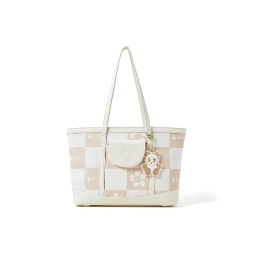 MIFFY ПУ (полиуретан) Сумка Тоут Сумка Сумка для покупок Повседневная Сумка на плечо Женская Экрю Коричневый