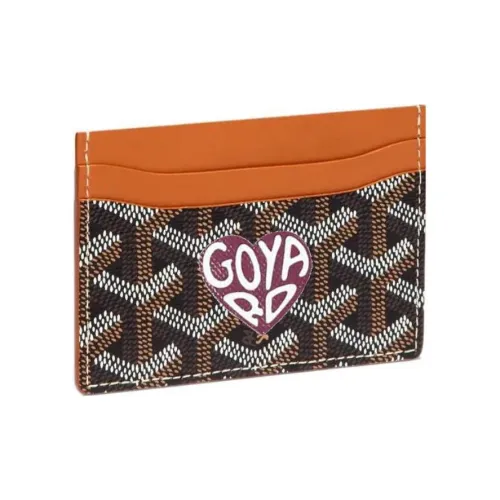 GOYARD Saint Sulpice Холст Телячья кожа Держатель для карт Держатель для карт Унисекс Коричневый Бордовый Маленькое сердце