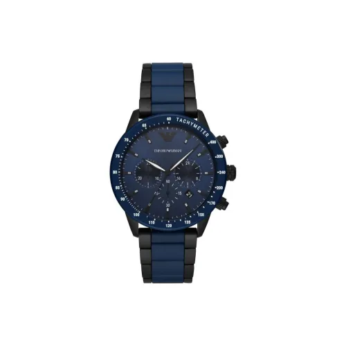 EMPORIO ARMANI Часы Кварцевый механизм Нержавеющая сталь Ремешок 43 мм Синий циферблат Мужской