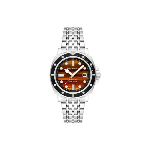 SPINNAKER Наручные часы Автоматический механический механизм Нержавеющая сталь Ремень Кофе Циферблат часов Мужские часы Ожерелье Коробка