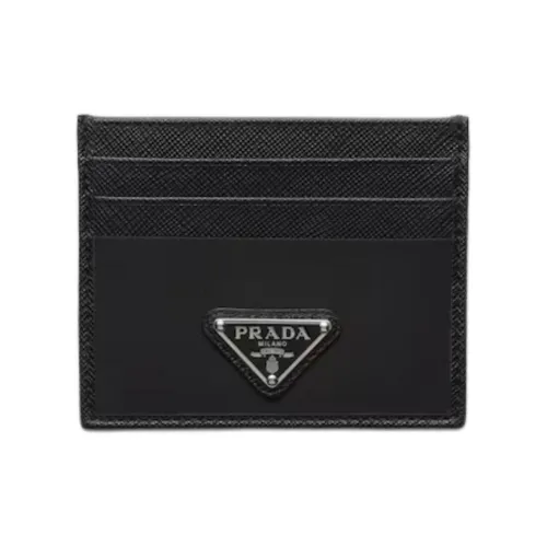 PRADA Переработанный нейлон с кожей Saffiano держатель для карт мужской черный